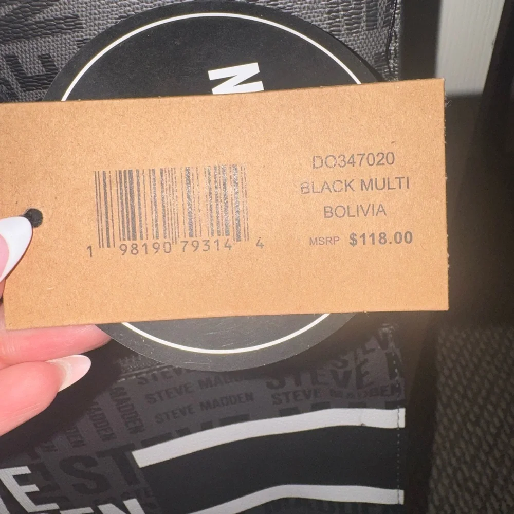 Steve Madden Black and Gray Logo Laptop Bag